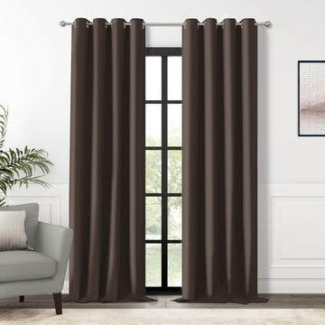 Brown Blackout Curtains 108 Inches Long 2 Panels