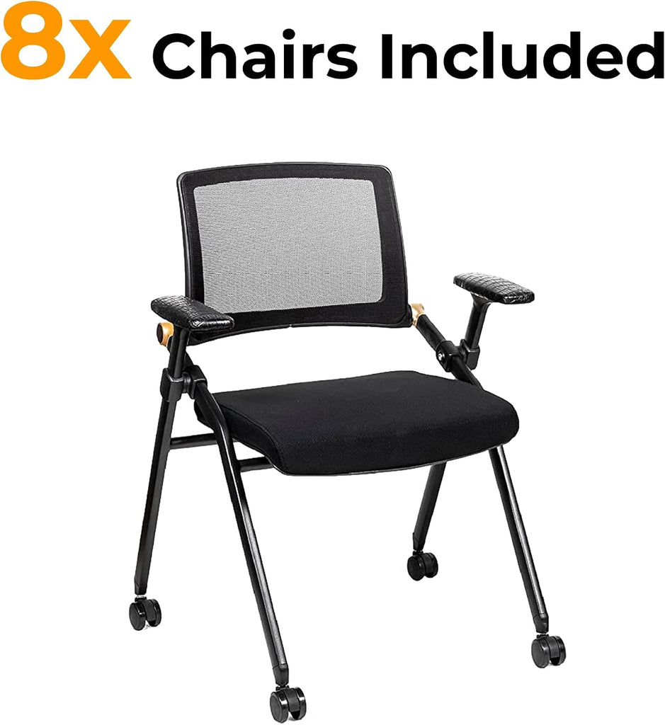 Triton Foldable Poker Table with 8 Chairs and an Additional Mat- Premium Soft-Padded Armrest, Individual Cup Holders