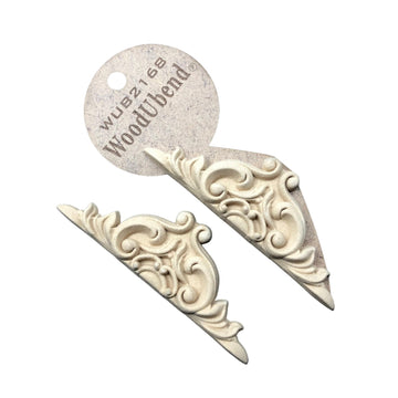 Pack of 2 Pediments - Wood Appliques - Heat Bendable & Flexible Onlays 10.5x3.5cm - DIY Craft, Furniture &