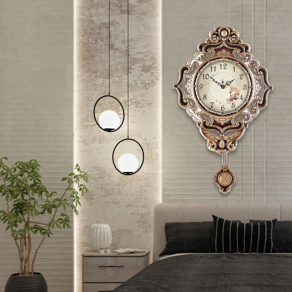 Snail Retro Wall Clock with Pendulum, European Victoria Mid Century Style