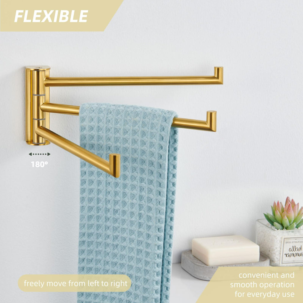 Hand Towel Holder, Swivel Bars, Brushed Dark Gold