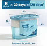 Premium Moisture Absorbers and Dehumidifier Tubs - High-Efficiency Closet Dehumidifier, Ocean Scent, 6 Pack, 7.5 Oz