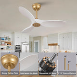 Inspired Maverick Style 36 Inch Solid Wood Ceiling Fan with Remote,White and Gold Ceiling Fan no Light, 6 Speeds, Reversible DC Motor, Modern Ceiling Fans without Lights for Outdoor Indoor Office Farmhouse Patios A101-B0DQ84N88M