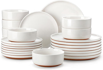 Plates and Bowls Sets, 24 Pieces Modern Ceramic Dinnerware Set for 8 Kitchen Stoneware Dishes Dishware Set Microwave