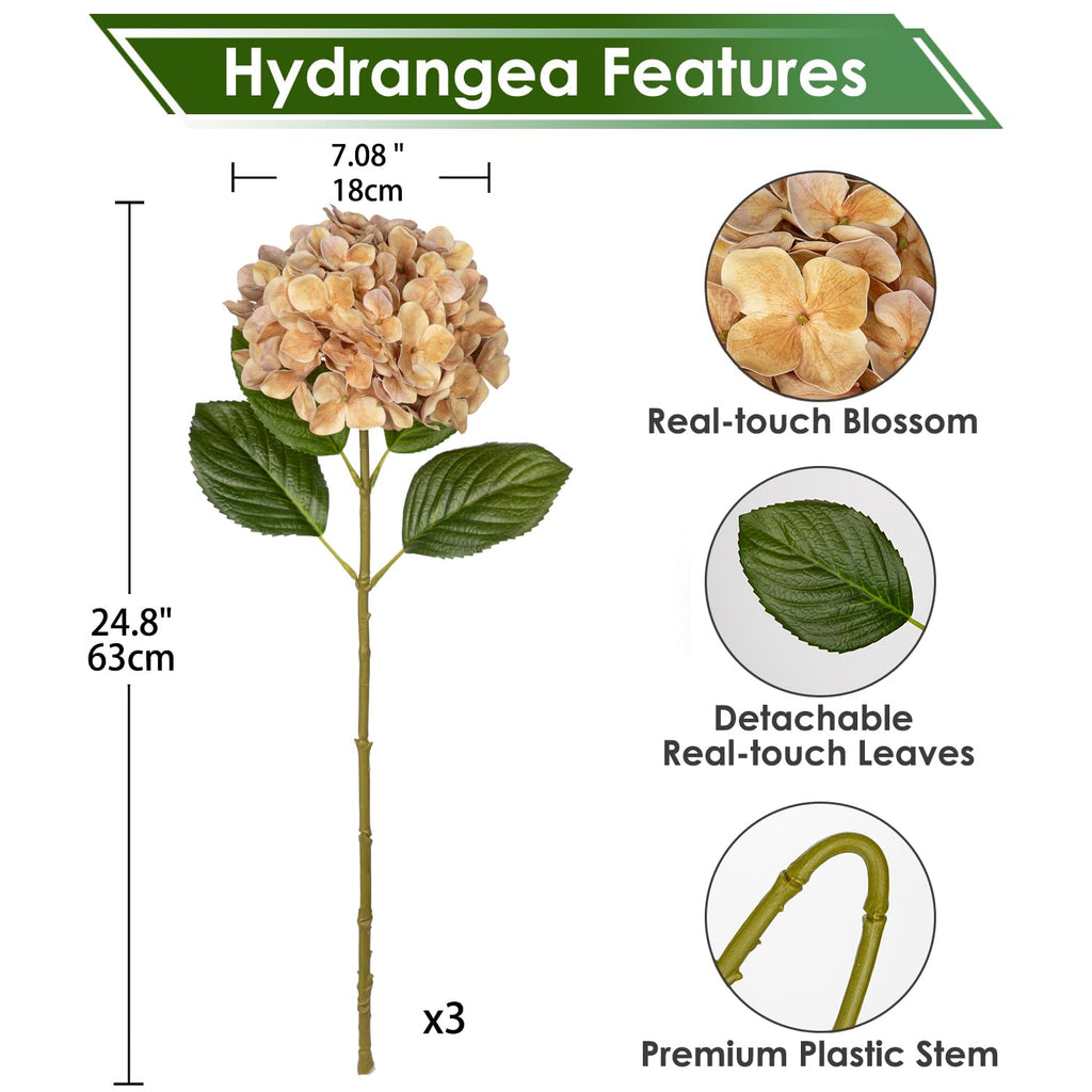 Fake Hydrangeas Real Touch Hydrangea 26" Large Artificial Hydrangea Silk Hydrangea for Wedding Bouquet, Home, Party