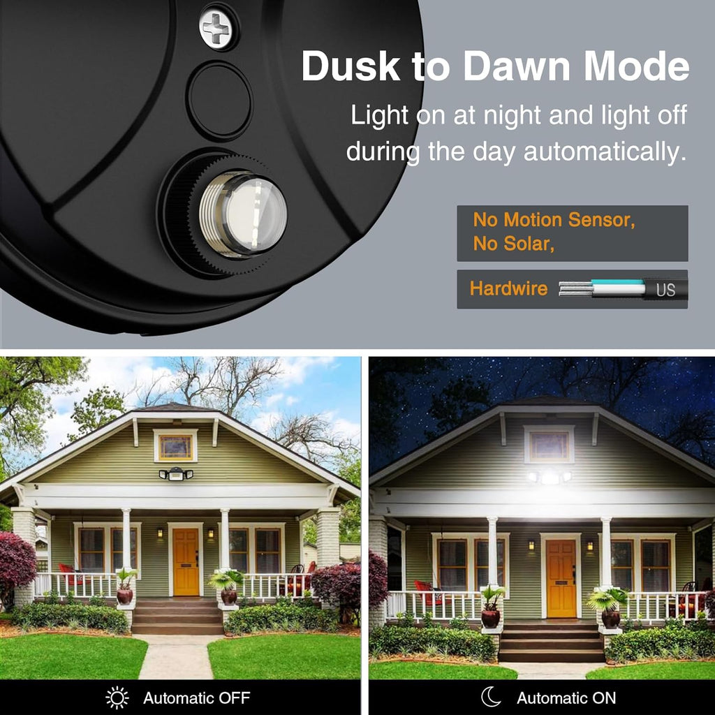 80W Dusk to Dawn Outdoor Lighting,8000LM Black Flood Lights Outdoor,IP65 Waterproof Exterior Security LED Light,3