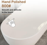 59" Free Standing Tub, Oval-Shaped Stone Resin Freestanding Bathtub Matte White Solid Surface Soaking Tub with Drain