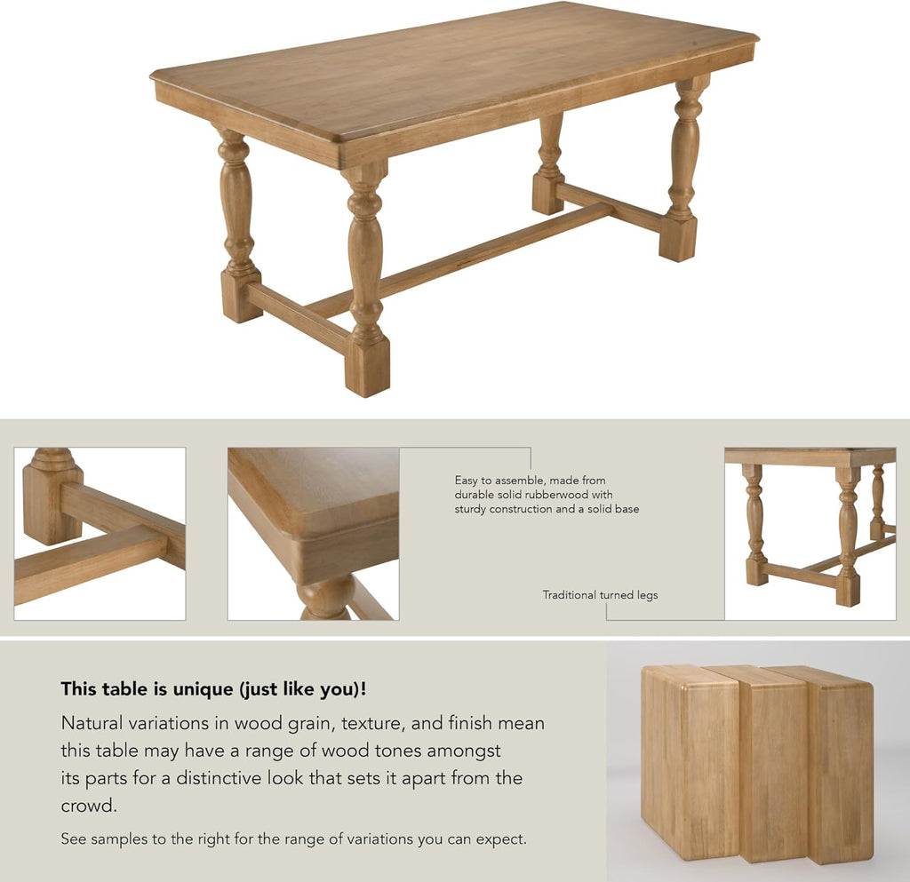 67-Inch Dining Table for 4-6 People, Squire Trestle Farmhouse Rectangular Wood Dining Room Table, Kitchen, Living
