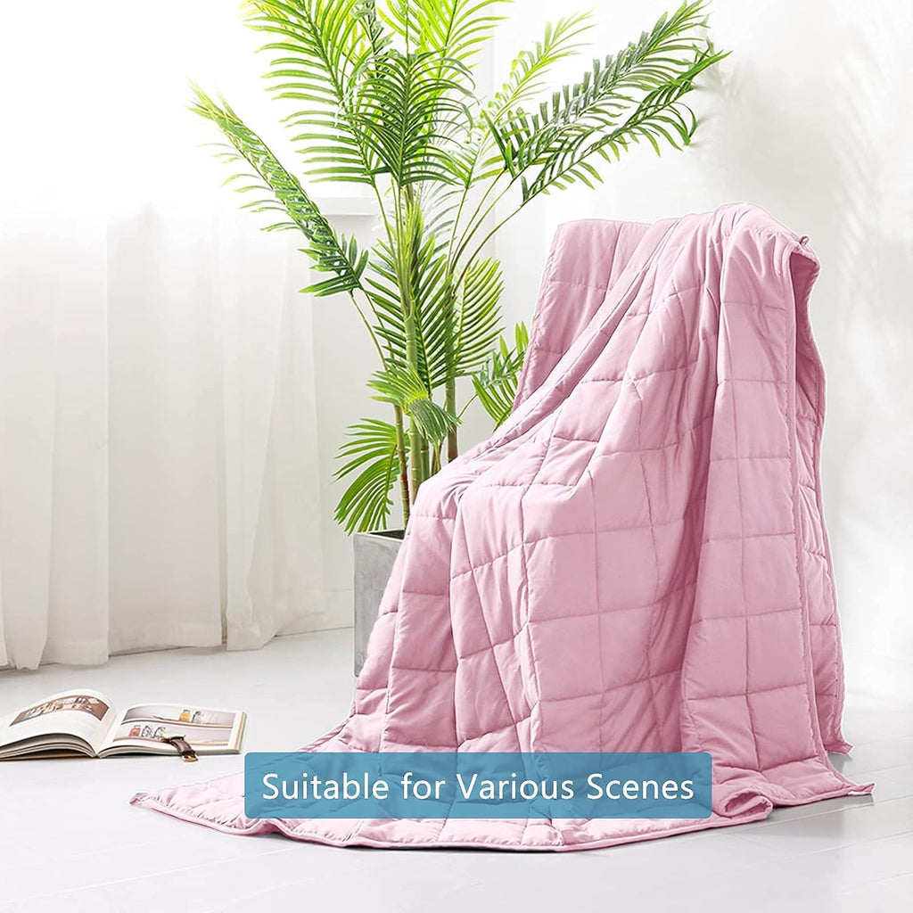Queen Size Weighted Blanket Cooling 15 Pounds for Adults, 60"x80", Lovely Pink,Breathable Throw Heavy Blanket with