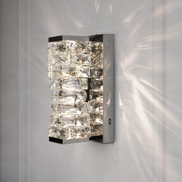 Chrome Crystal Wall Sconces, Modern Dimmable LED Wall Light Fixtures with 3 Color Temperature, K9 Elegant Crystal