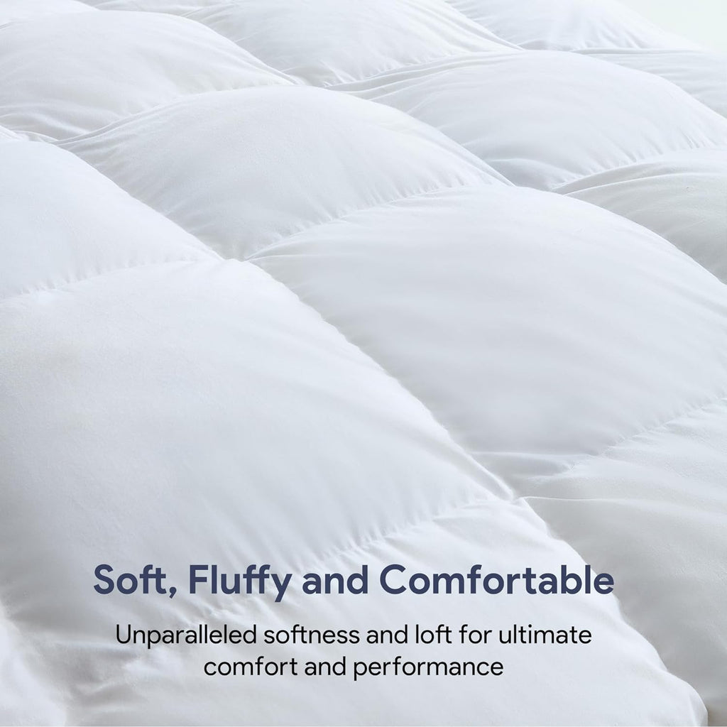Feather Down Comforter Queen All Season White Down Duvet Insert Ultra Soft 100% Cotton Cover Fluffy 