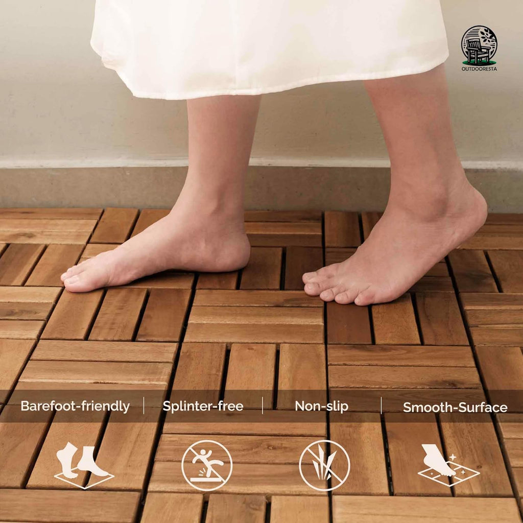 Pack of 10 Patio Flooring Tiles Outdoor Deck Tiles 12"x12" - Interlocking Patio Deck Tiles, Waterproof Patio Tiles