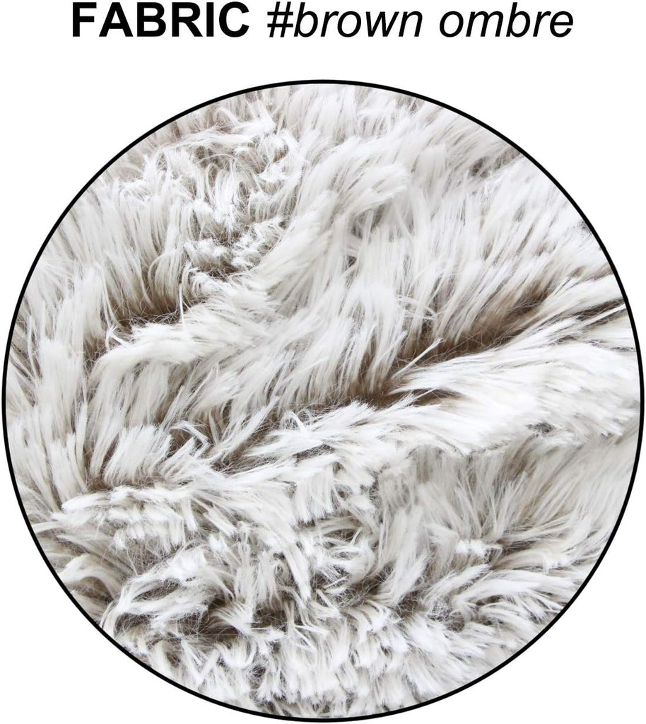 2 Packs Fluffy Accent Pillows Cover 22"x22", Soft Brown Ombre Artificial Fur Throw Pillow Case, Modern Luxury