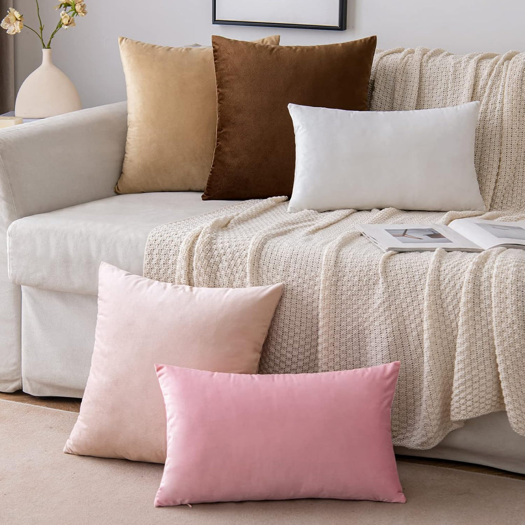 Pack of 2 Velvet Throw Pillow Covers Decorative Square Pillowcase Soft Solid Cushion Case