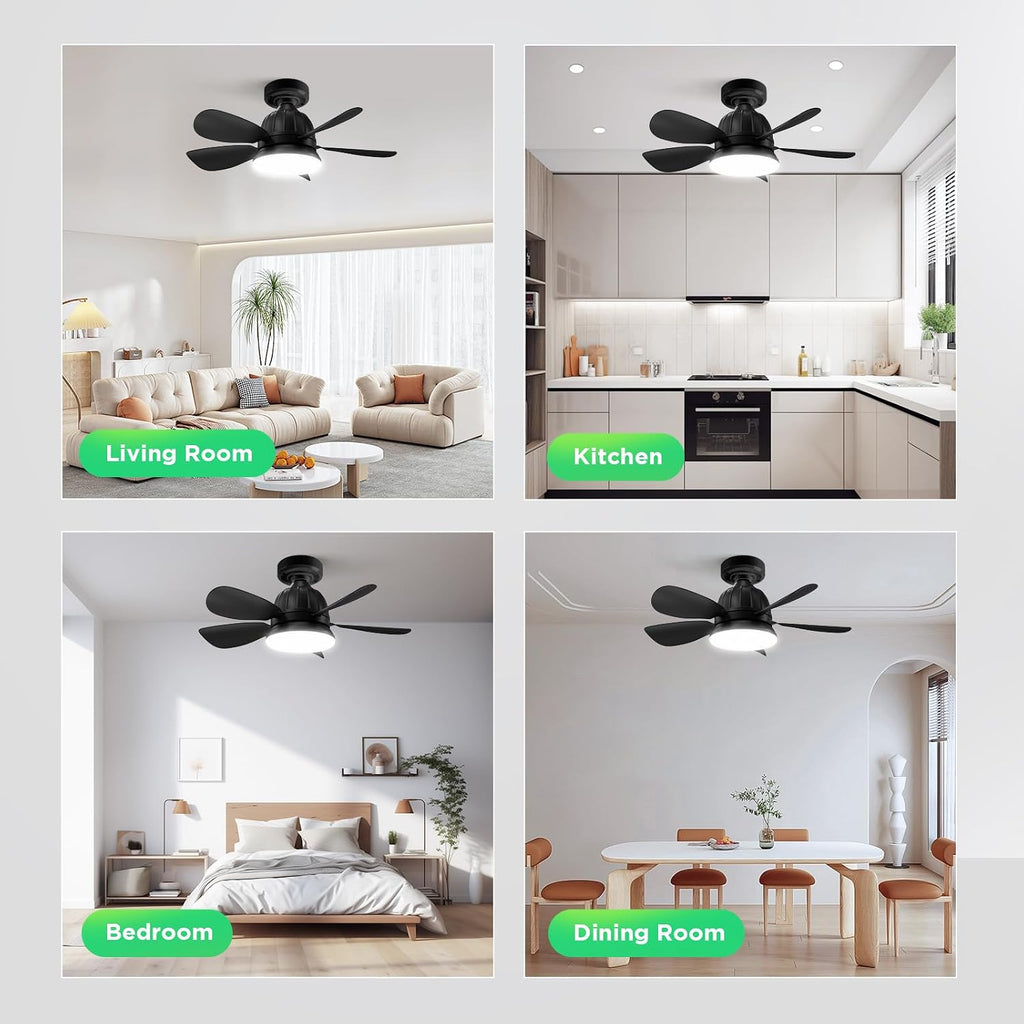 Socket Fan Light with Remote: 18'' Small Ceiling Fans with Lights, 2000 Lumens Dimmable Led Bulb, 3 Colors 3000K-6500K, Easy Install Screw in E26 Base for Bedroom Living Room Kitchen Garage