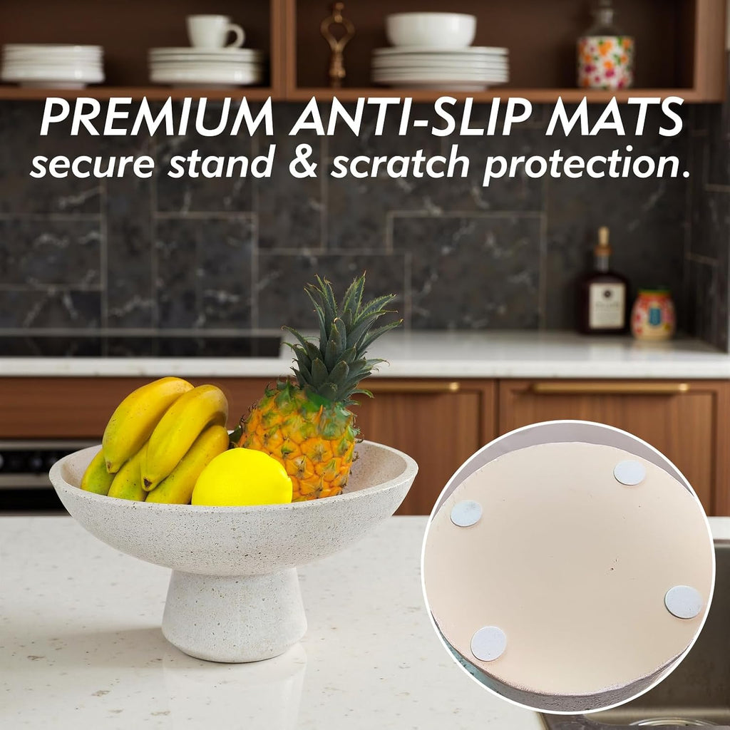 Large Decorative Fruit Bowl - Modern Handcrafted Resin Pedestal Bowl Counter, Entryway Key Holder & Table
