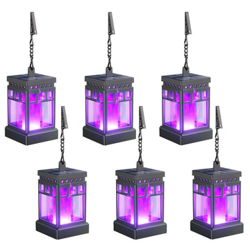 Hanging Solar Lanterns Outdoor Waterproof, 6PCS Flickering Flame Hanging Solar Lights for Outside, Outdoor Solar