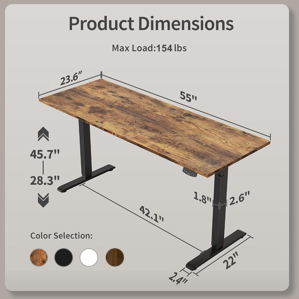 55*24 Inch Height Adjustable Electric Standing Desk, Rustic Brown