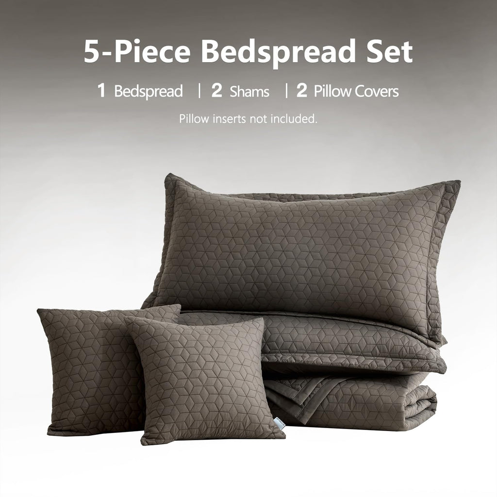 Oversized King Bedspreads 128x120, Geometric Diamond, Brown