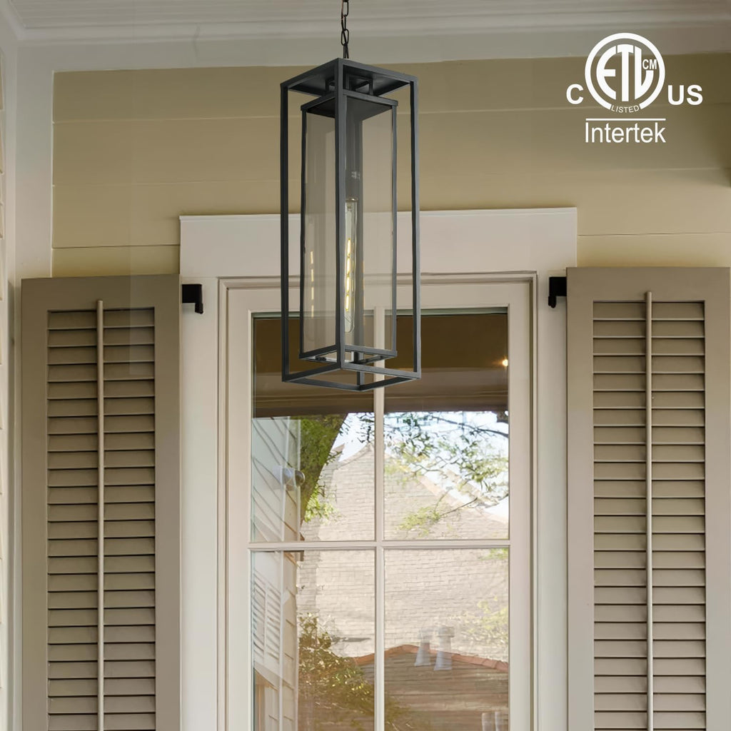 24" Outdoor Pendant Lights for Front Porch Hanging Lamps for House Outside Lighting Fixture for Patio Exterior