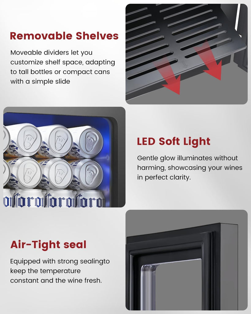 24 Cans Beverage Refrigerator Cooler - Mini Fridge with Digital Temperature Cont