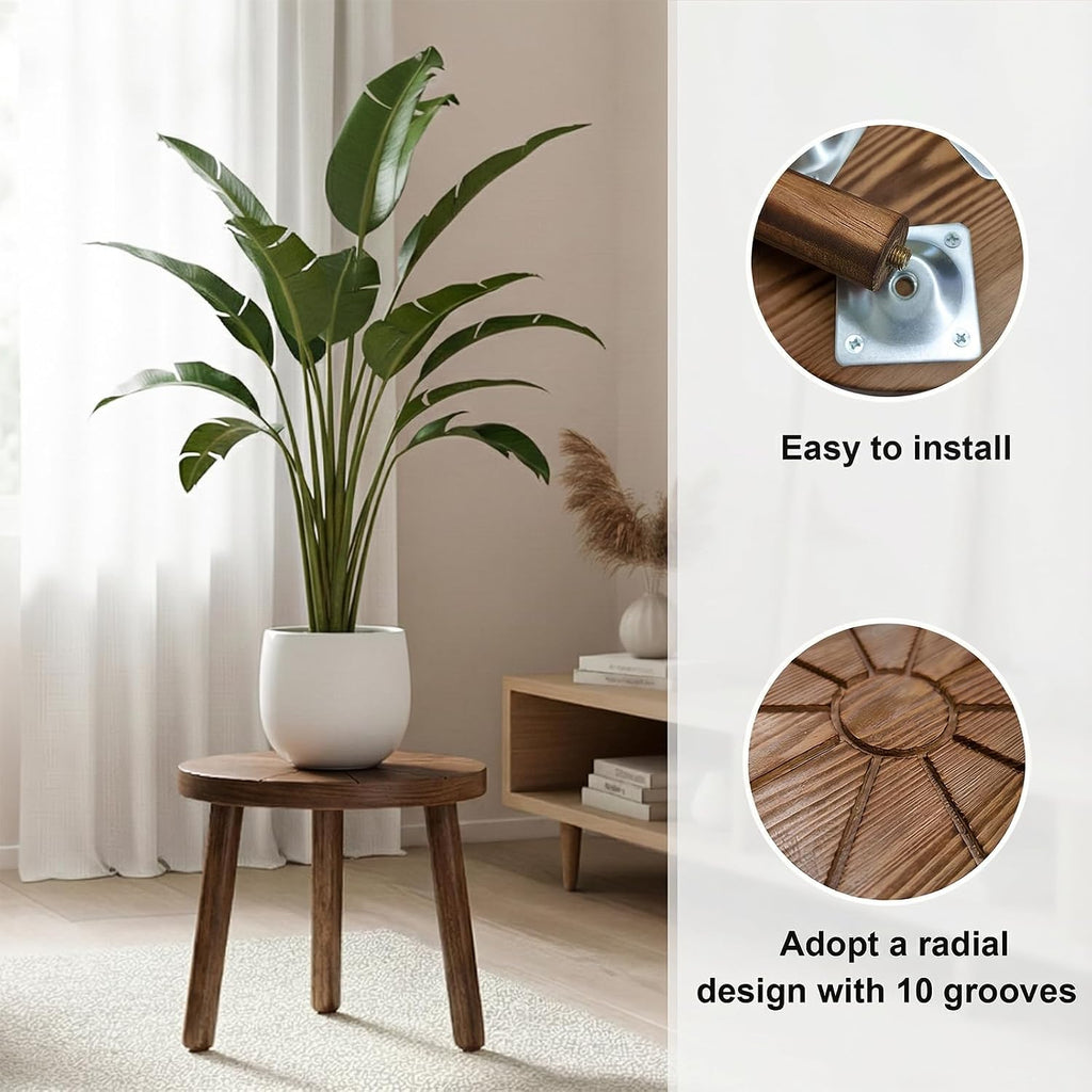 Wood Plant Stands Indoor, 5-Pack Single Plant Stand for 6-12 Inch Pots, Mid-Century Modern Plant Stool, Tall Plant