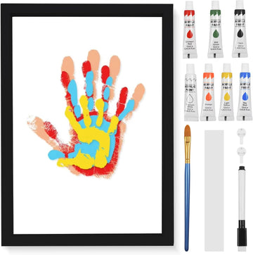 Hand and Footprint Kit for Family New Parents Mom Baby Keepsake, 5 Sheets, Black Wood Frame, Handprint Ornament