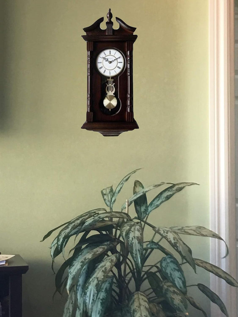 Wall Clocks: Grandfather Wood Wall Clock with Chime. Pendulum Wood Traditional Clock. Makes a Great Housewarming or Birthday Gift Wall...