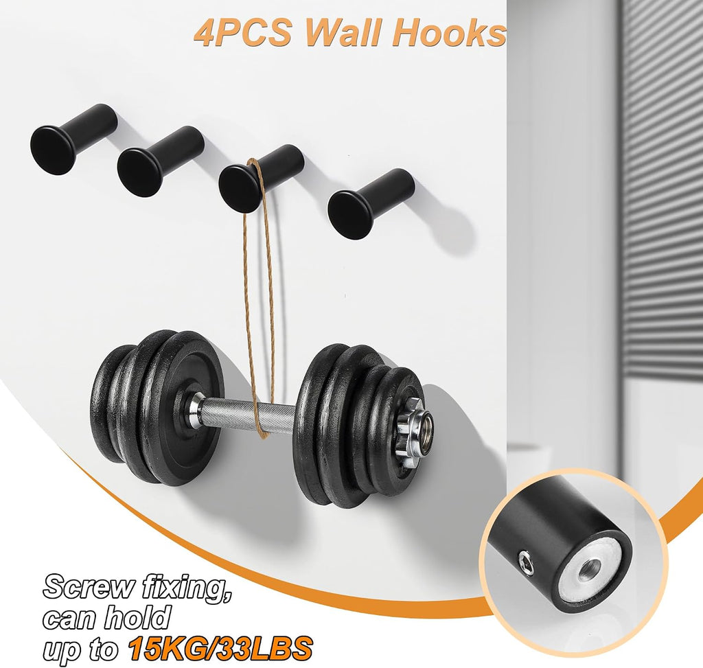 7-Piece Bathroom Hardware Set Black, Includes 16 Inch Towel Bar, Towel Ring, Toilet Paper Holder & 4Pcs Coat Hooks