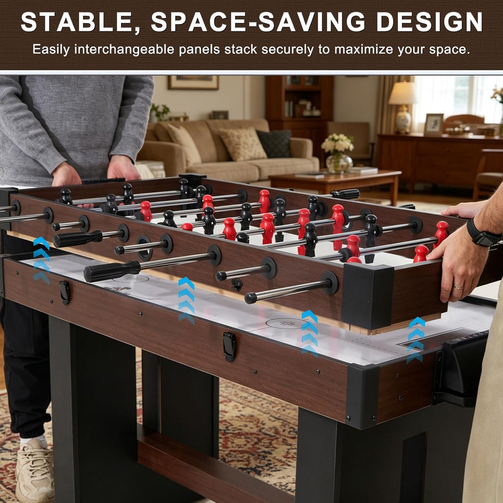4-in-1 Multi Game Table, 54" Combination Game Table Set, Combo Games Table with Air Hockey, Table Tennis, Foosball