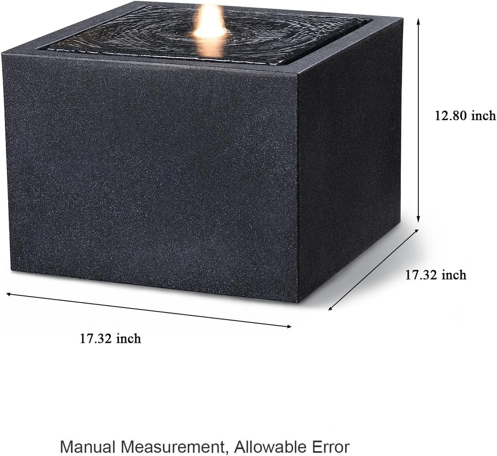 12.79” H Outdoor Water Fountain Made with Eco-Friendly Recyclable Materials, Polyethylene Square Bubbler Outdoor