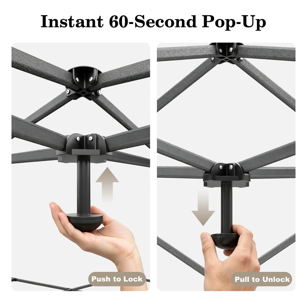 10x10 Pop Up Canopy with Sidewall, One Push Easy Setup, Beige