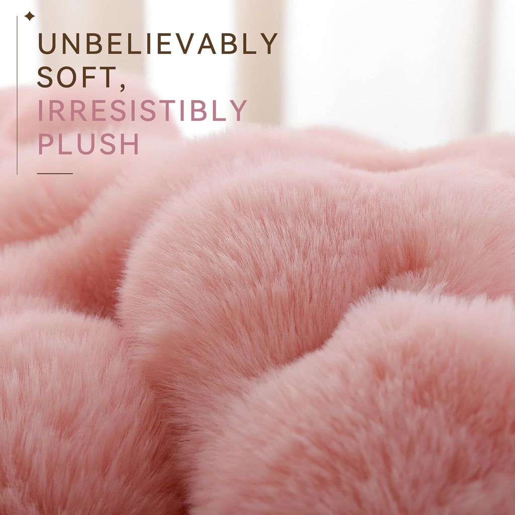 Faux Fur Throw Blanket, Fluffy Plush Fuzzy Throw, Thick Lightweight Warm Blanket, Luxury Aesthetic Gift for Women