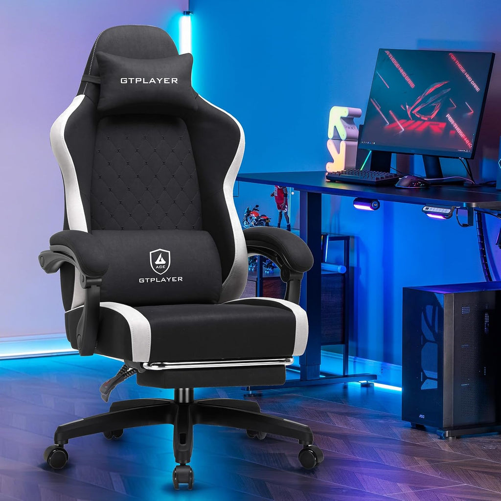 Gaming Chair, Ergonomic Computer Chair with Footrest and Lumbar Support, High Back Recliner Chair 350lbs, Height