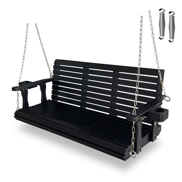 Wooden Porch Swing, Iron Black, 5 FT Extra Large