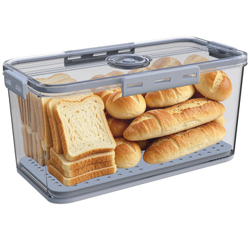 Clear with Lid,Time Recording Airtight Bread Container Grey