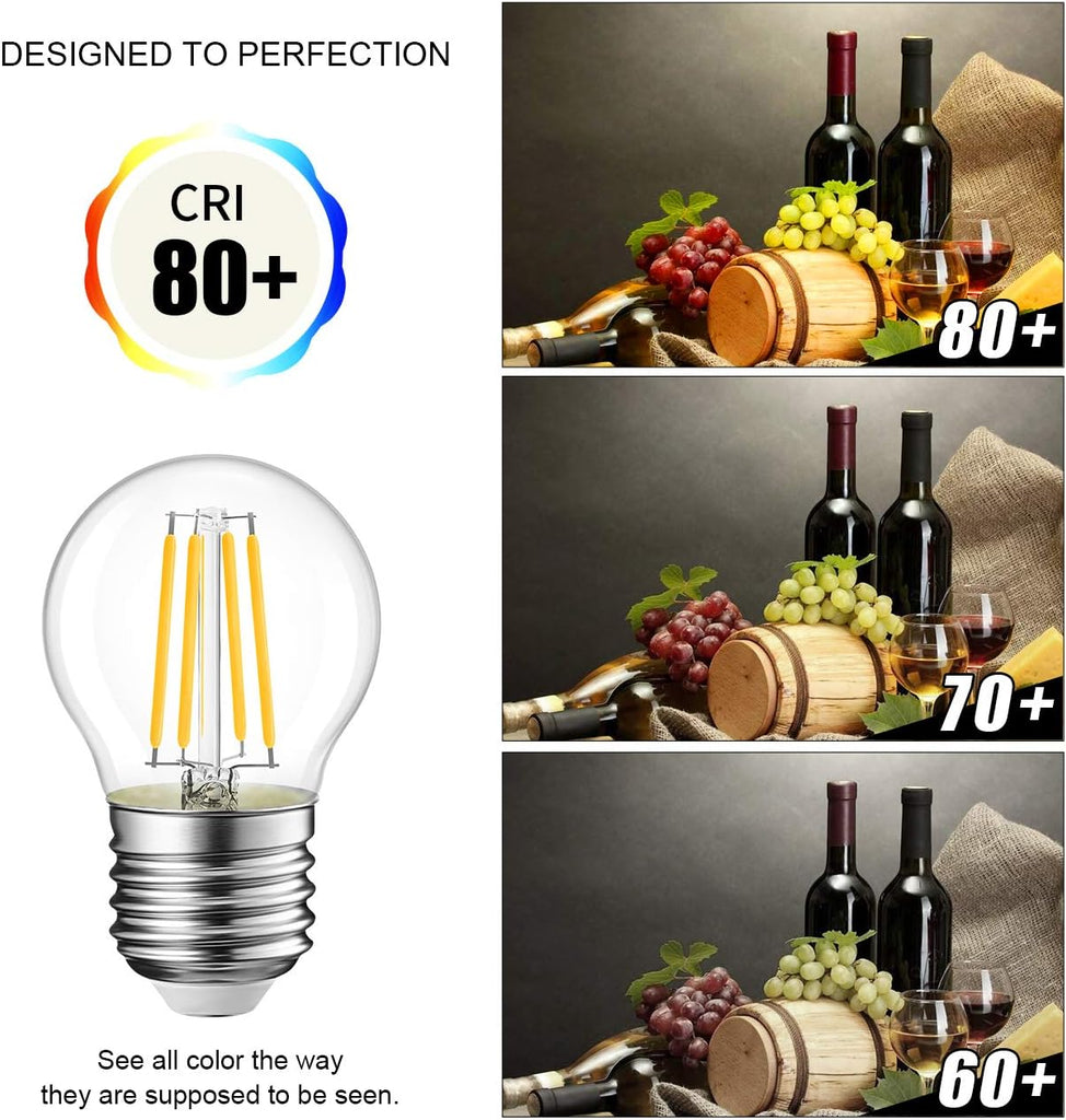 G14 LED Filament Globe Bulb 5.5W(60W Equivalent), Dimmable 2700K Warm White E26 Screw Base, Decorative Edison Light (6-Pack)