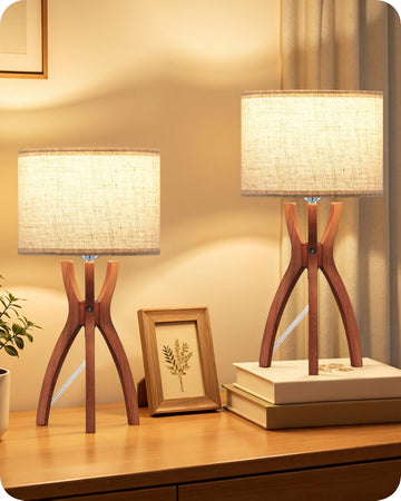 Table Lamps Set of 2, 17.7" Mid Century Bedside Lamps