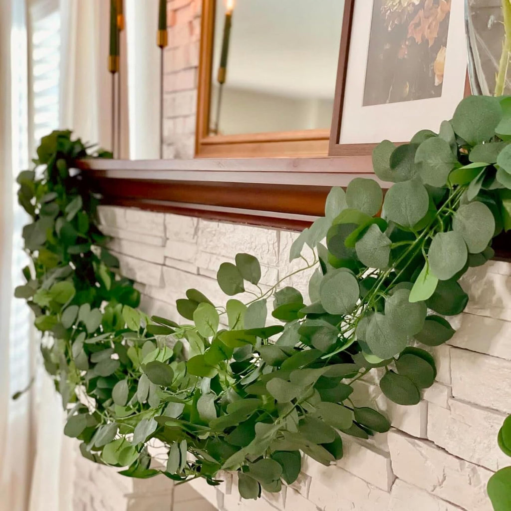 84Ft Eucalyptus Garland,Artificial Eucalyptus Leaves Table Greenery Garland Wreath Vines for Wedding Party - Set of 12