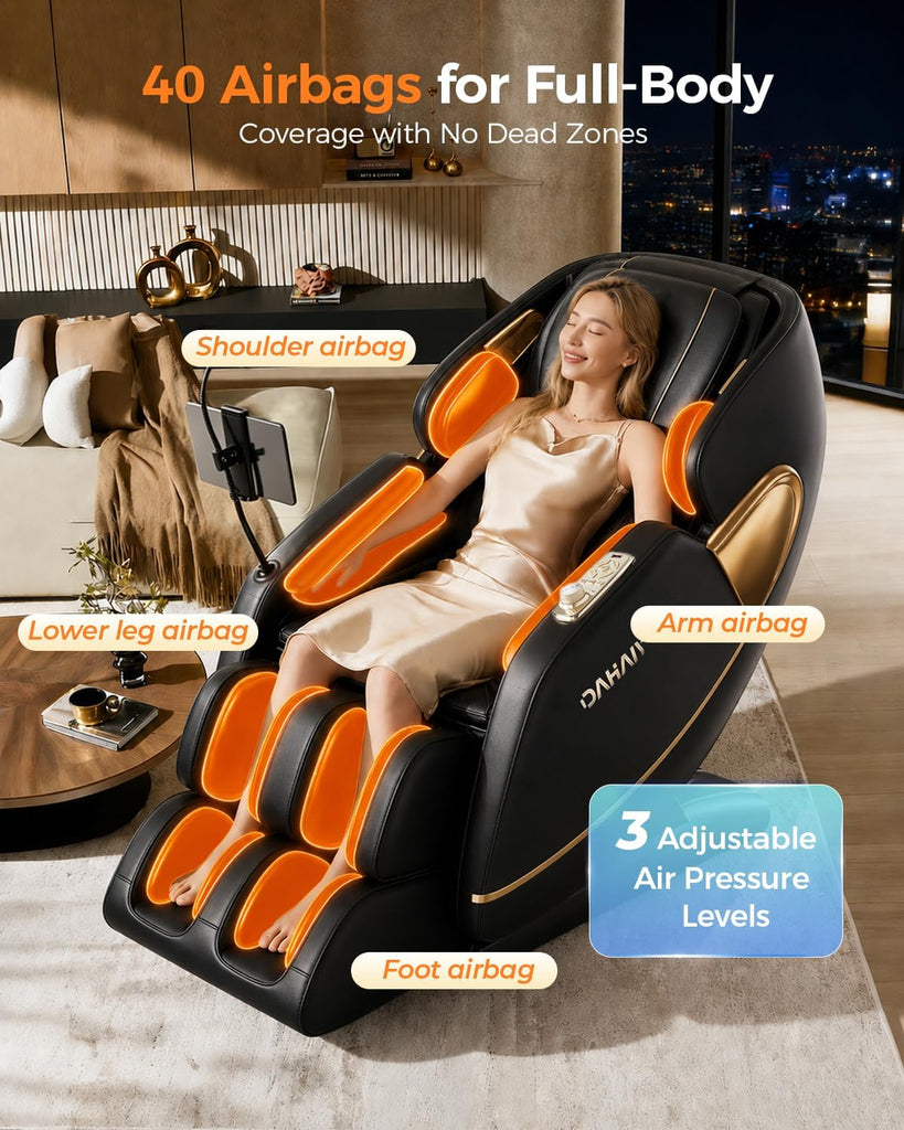 DAHAlY 2026 New Upgrade Zero Gravity 4D Massage Chair with Full Body Scan | AI Voice Control,PU Leather,Heated Back