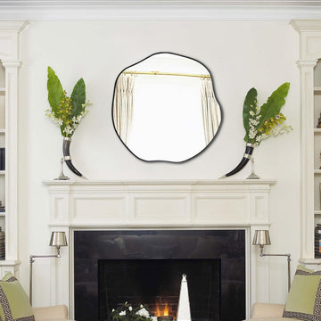 20" Irregular Round Wall Mirror, Scalloped Frameless Mirror
