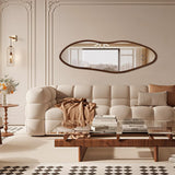Irregular Full Length Mirror, 65"x22" Wooden Farmhouse Full Body Mirror, Large Asymmetrical Wall Mirrors Entryway
