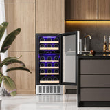 Wine Fridge,15 Inch Wine Cooler Refrigerator Under Counter(41-68°F),28 Bottles B