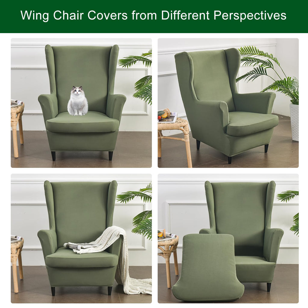 Wingback Chair Covers Green Armchair Slipcovers