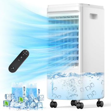 Portable Air Conditioners, 3-IN-1 Evaporative Air Cooler, Swamp Coolers w/ 3 Ice Pack, 1.85 Gal Water Tank, 4 Modes