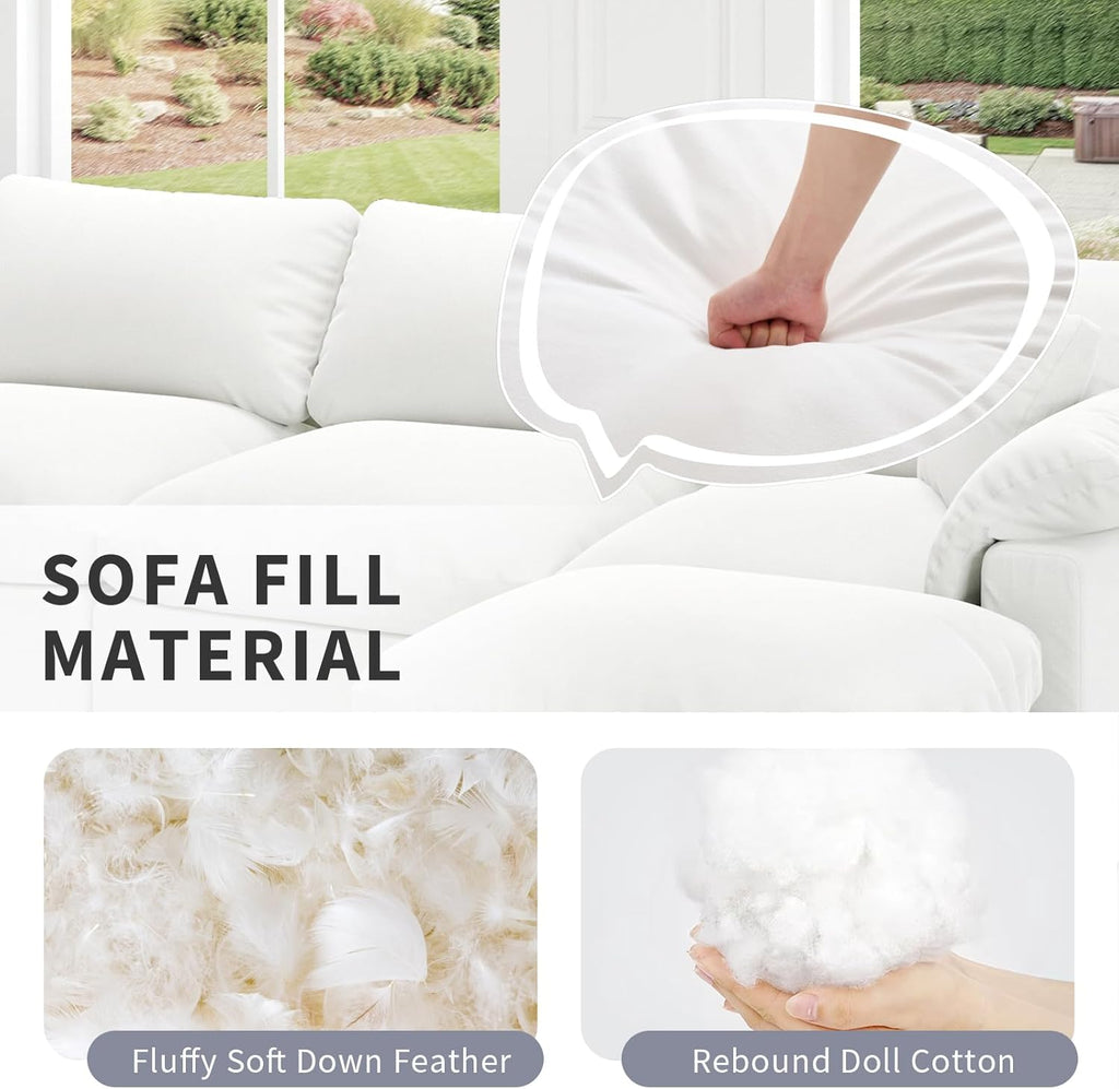 Cloud Modular Sectional Sofa, Oversized Convertible Modular Cloud Couch, Down Feather Filled Sectional Sofa Comfy Upholstered Deep Seat Couches for Living Room, Sofa Covers Washable & Replaceable