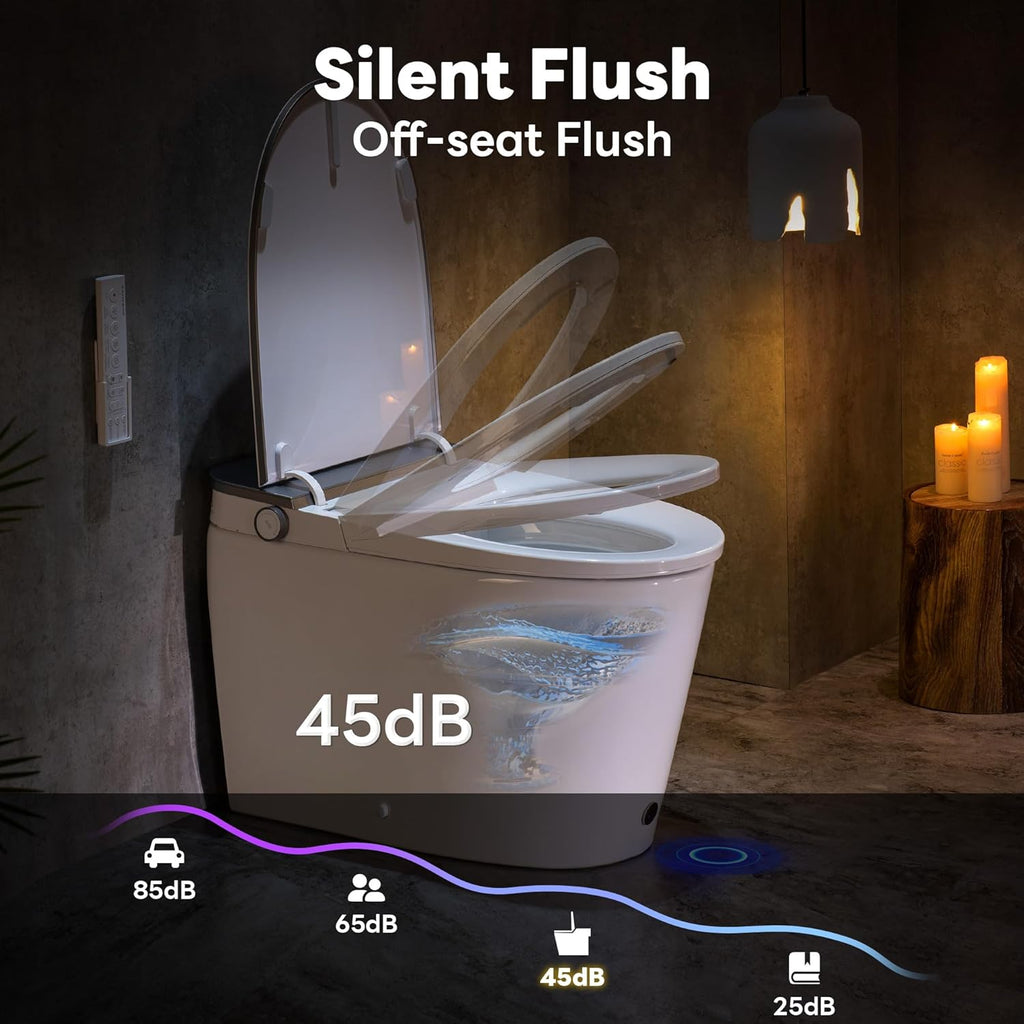 Smart Toilet with Bidet Built in, Auto Open/Close Lid,1000g MaP Flush, Heated Seat & Foam Dispenser