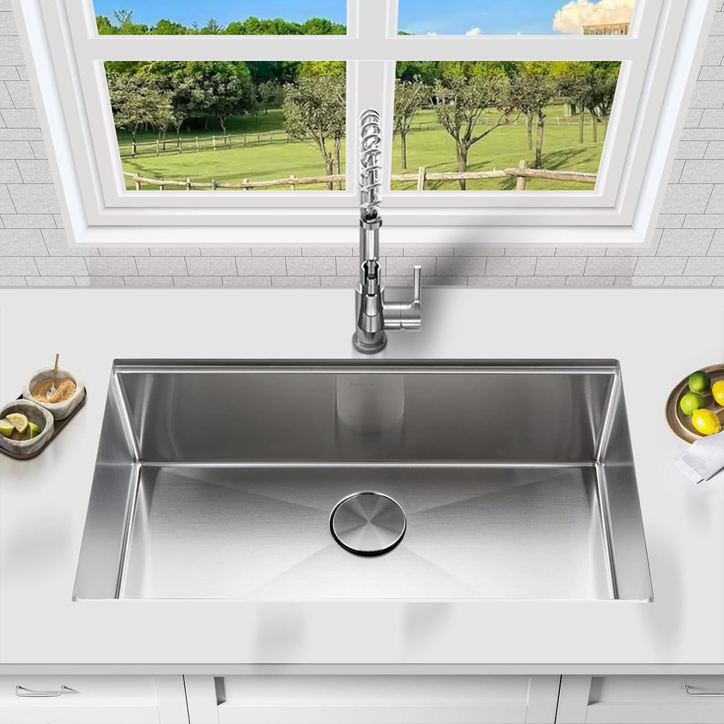 Undermount Kitchen Sink Workstaion 32x19x10 Inch Stainless Steel | 10" Deep Basin ,18 Gauge T304 Large Single Bowl
