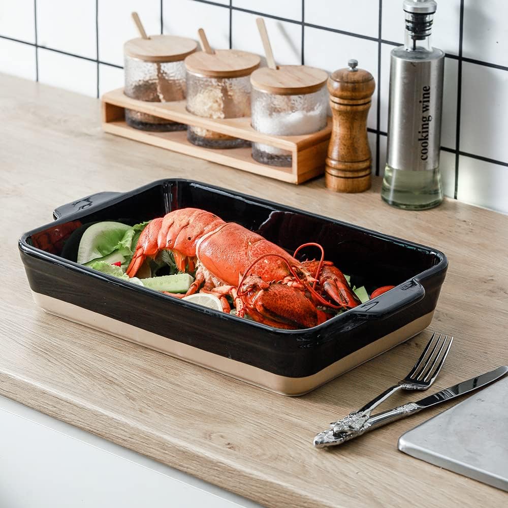 Dish Set, 9x13 Dish, Ceramic Lasagne Pan Deep, Large Casserole Dish Set, Dishes for Casseroles 13 x 9, Ceramic