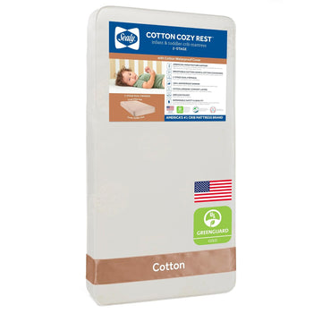 Cotton Cozy Rest Breathable 2 Stage Waterproof Crib Mattress plus Toddler Bed Fit, 204 Coils & Soft Coton Cover